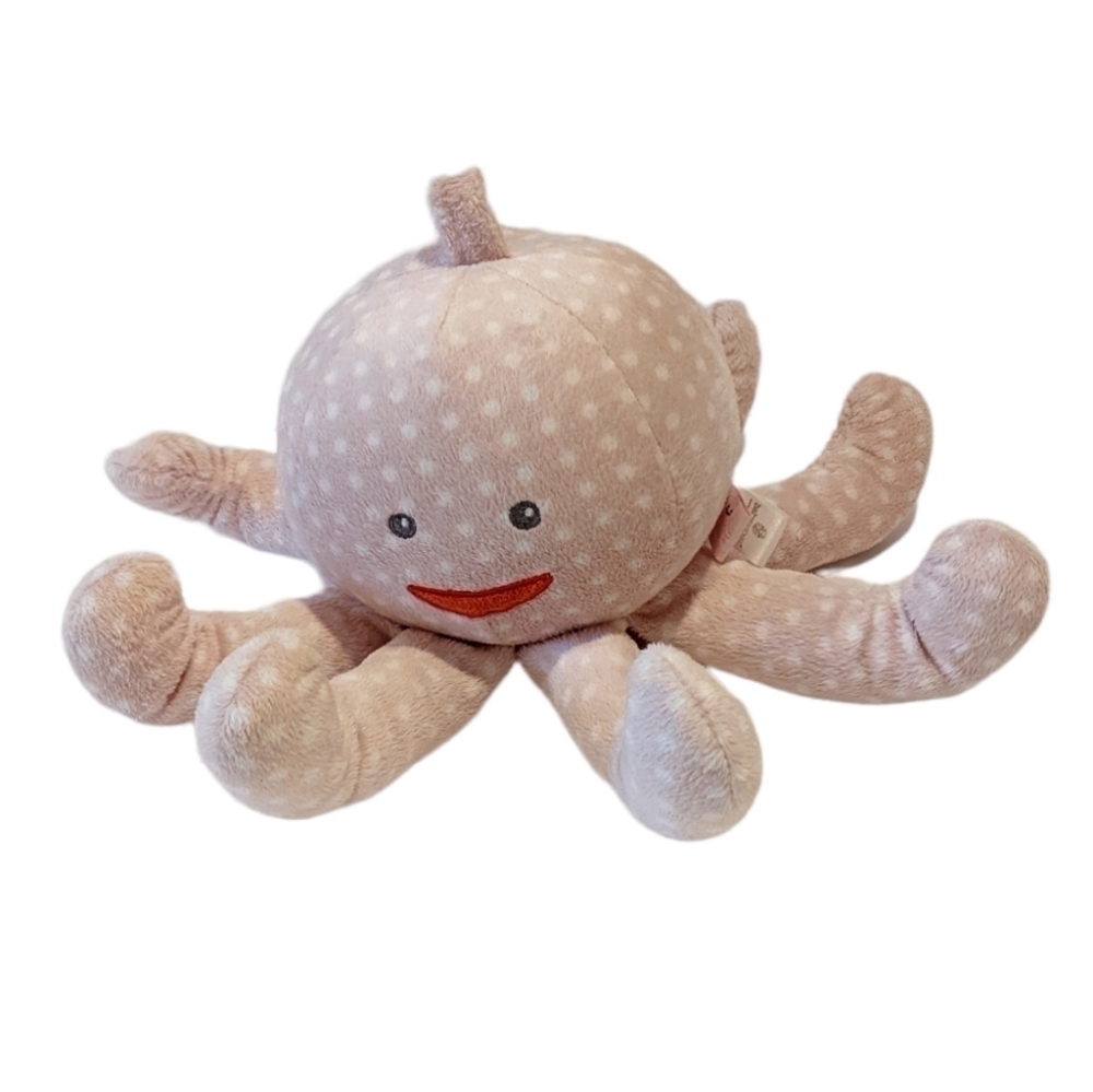 2/$20 Baby Aspen Pink Polka Dot Octopus Plush Rattle